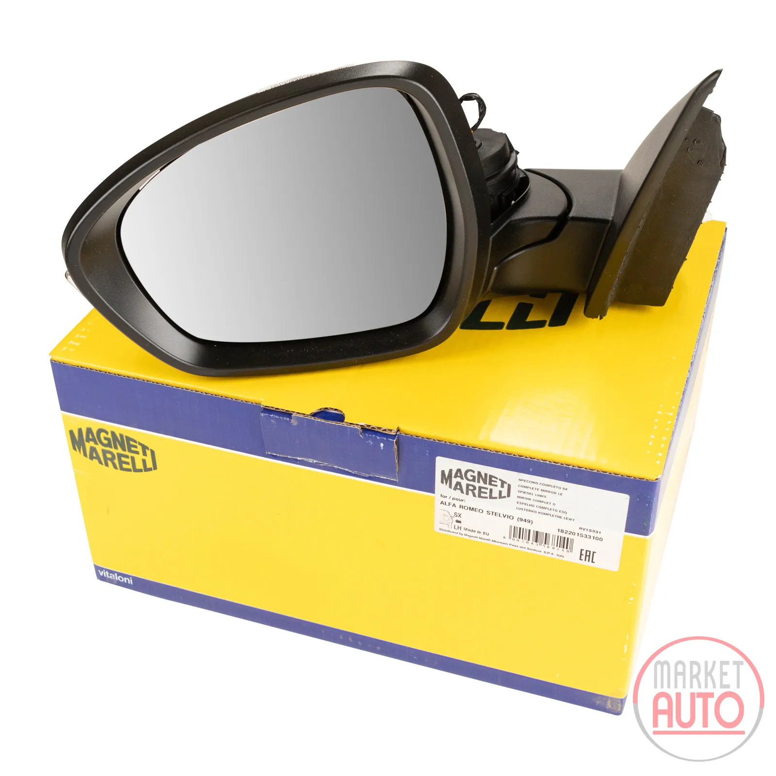 wing mirror left heated, electrically foldable, convex