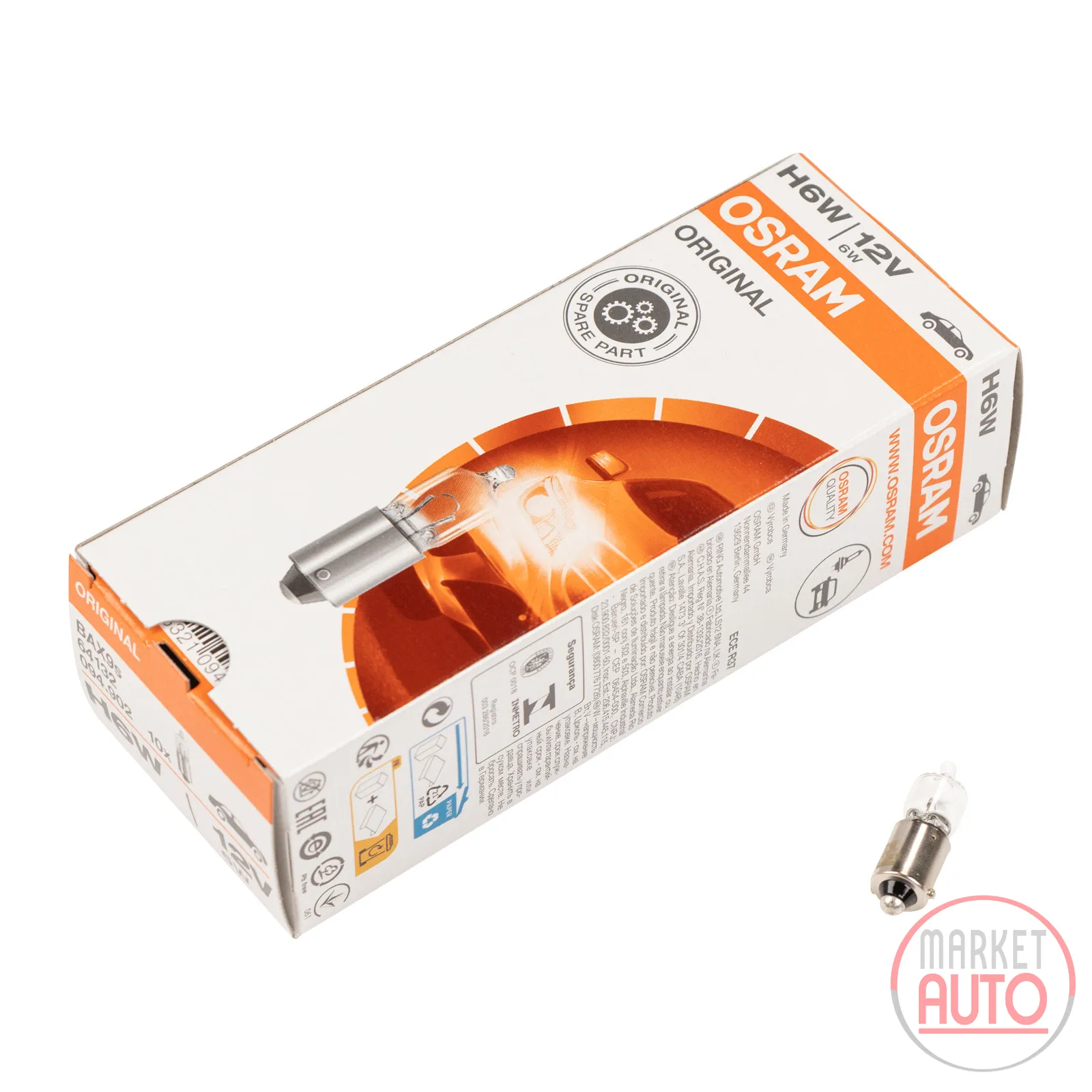 Bulb H6W 6W 12V BAX9s